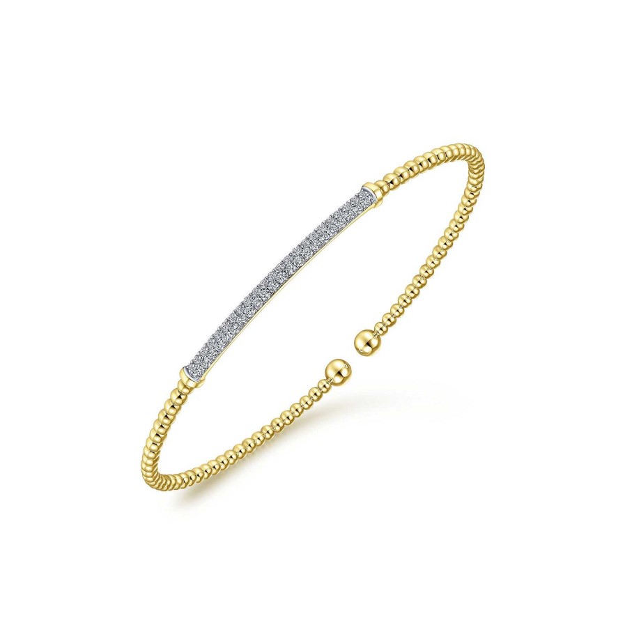 Bracelets & Bangles Gabriel & Co | Gabriel 14K Yellow Gold Bujukan Diamond Bar Split Bangle