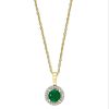 Necklaces & Pendants Bailey's Fine Jewelry | Emerald & Diamond Halo Pendant Necklace In 14K Yellow Gold