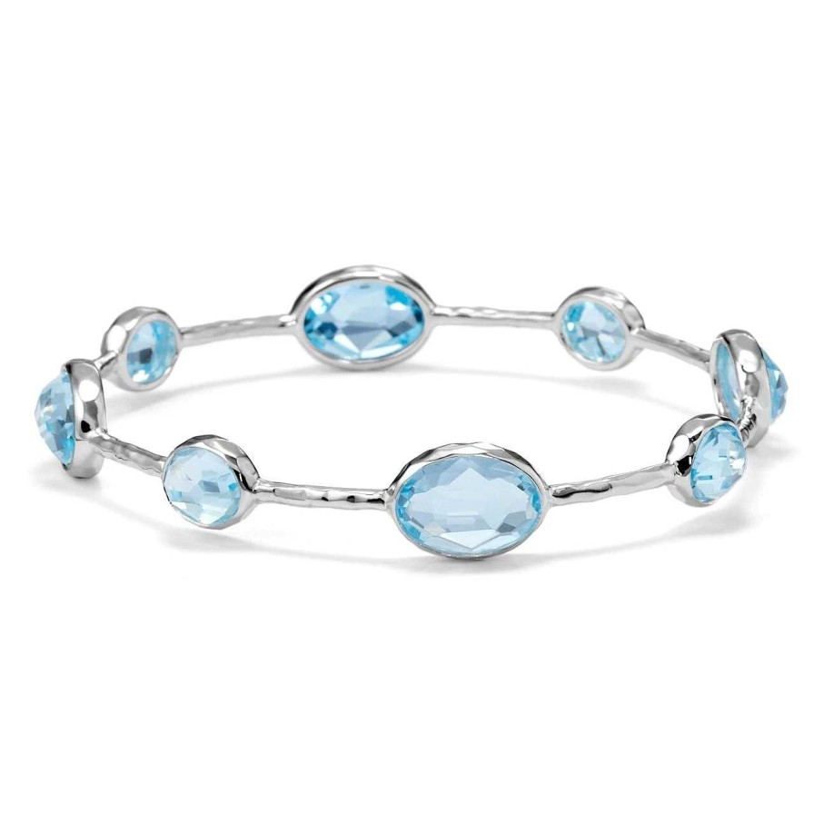 Bracelets & Bangles Ippolita | Ippolita Sterling Silver Rock Candy 8-Stone Bangle Bracelet In Blue Topaz