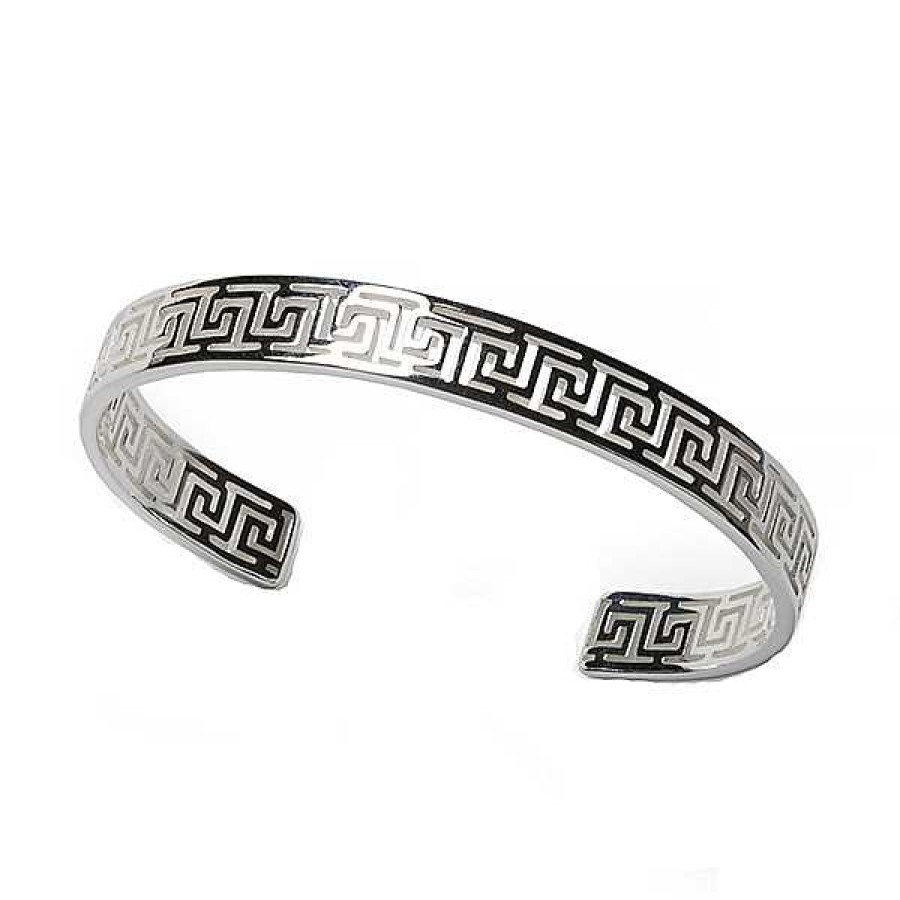 Bracelets & Bangles Bailey's | Southern Gates Silver Single Greek Key Cuff Bracelet