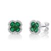 Earrings Bailey's | Diamond And Emerald Clover Stud Earrings